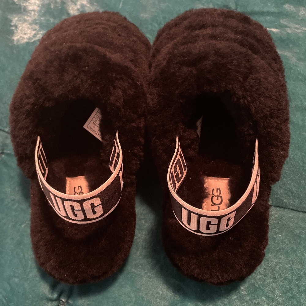 UGG Logo Fluff Yeah Fur Slides